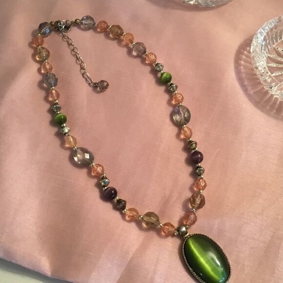 Silvertone Adjustable Beaded Necklace - Picture 4 of 4